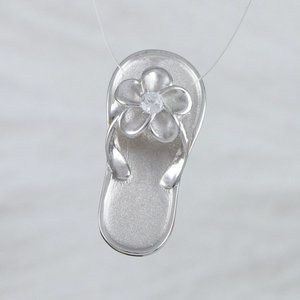 New Silver Plumeria Slipper Pendant Necklace